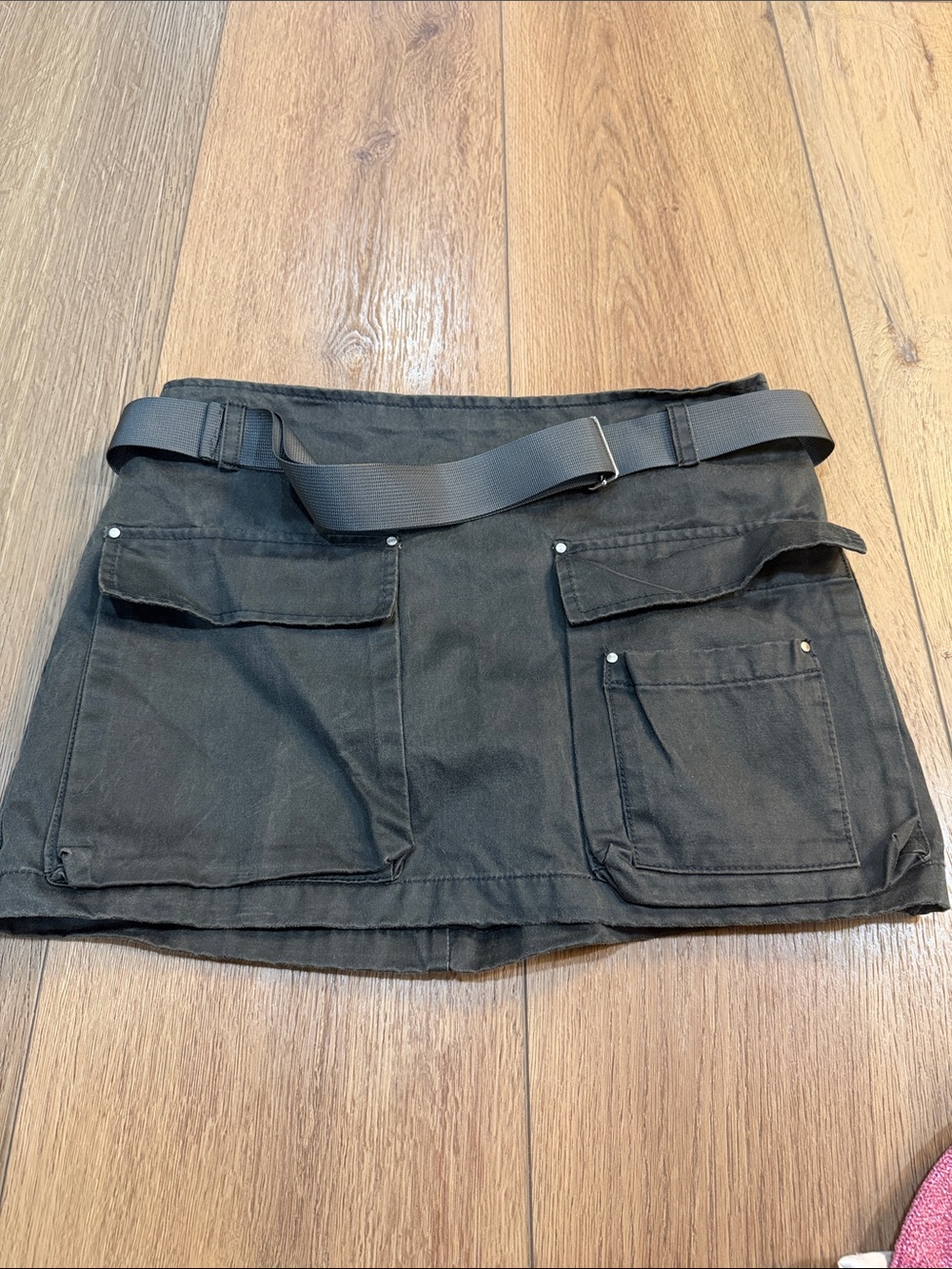 Zara Black Cargo Pocket Shorts with Webbing Belt